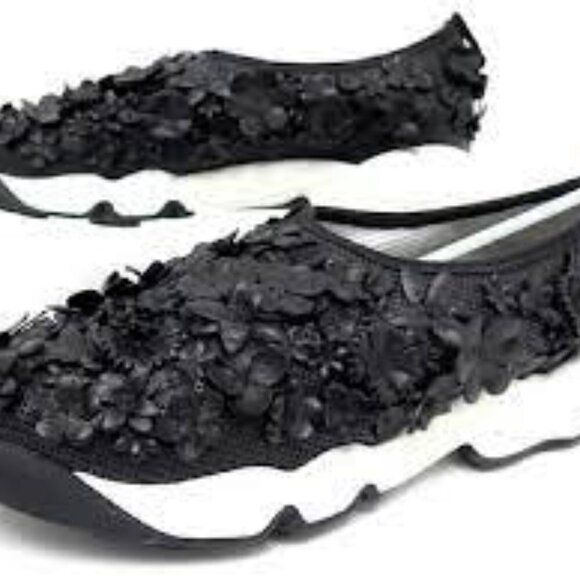 DIOR FUSION Sneakers Black Leather Textile Floral Canvas Shoes size 5.… - Picture 3 of 12